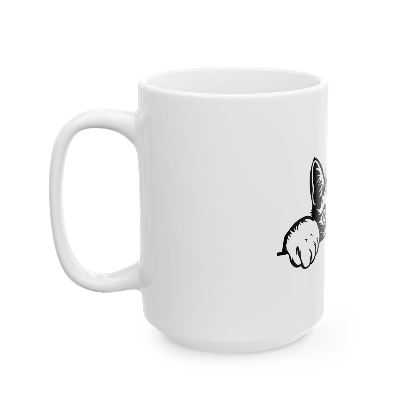 Peeking Cat - Ceramic Mug, 15oz